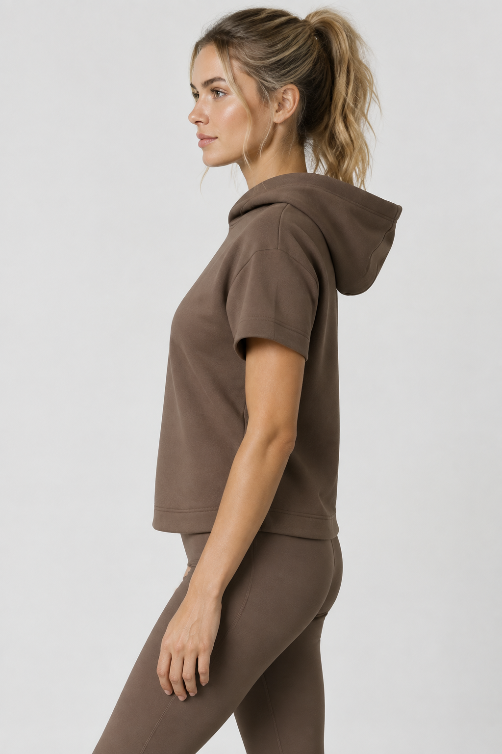 The Essential Women's Short Sleeve Hoodie — Mocha