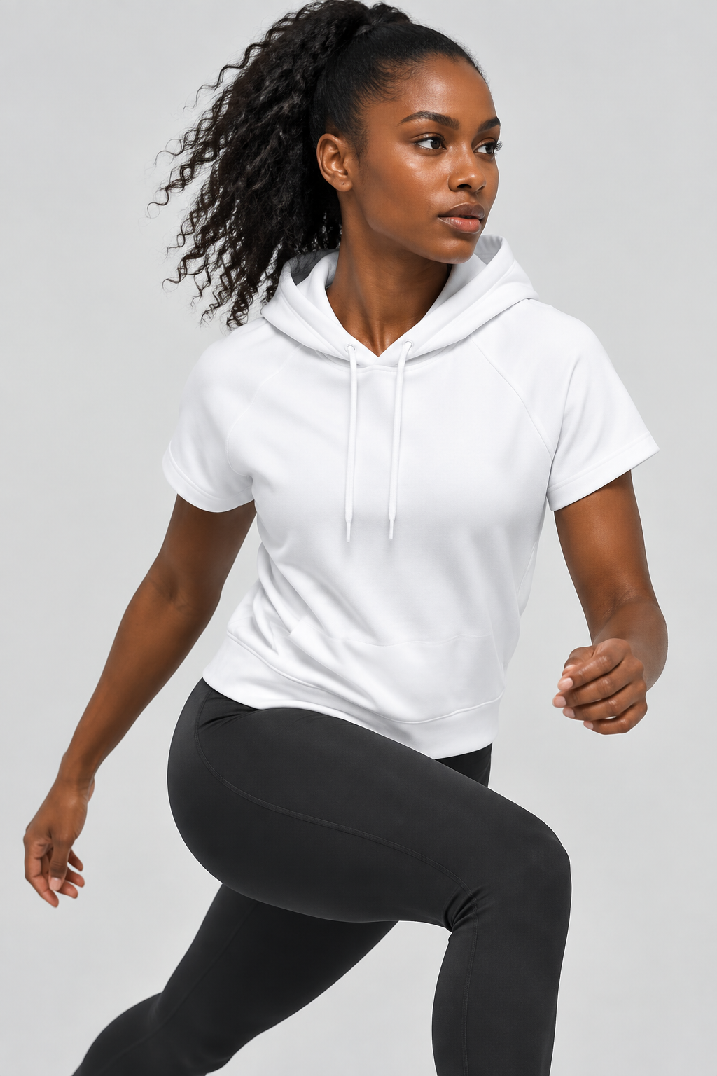 The Essential Women's Short Sleeve Hoodie — White