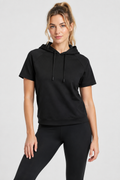 The Essential Women's Short Sleeve Hoodie — Black