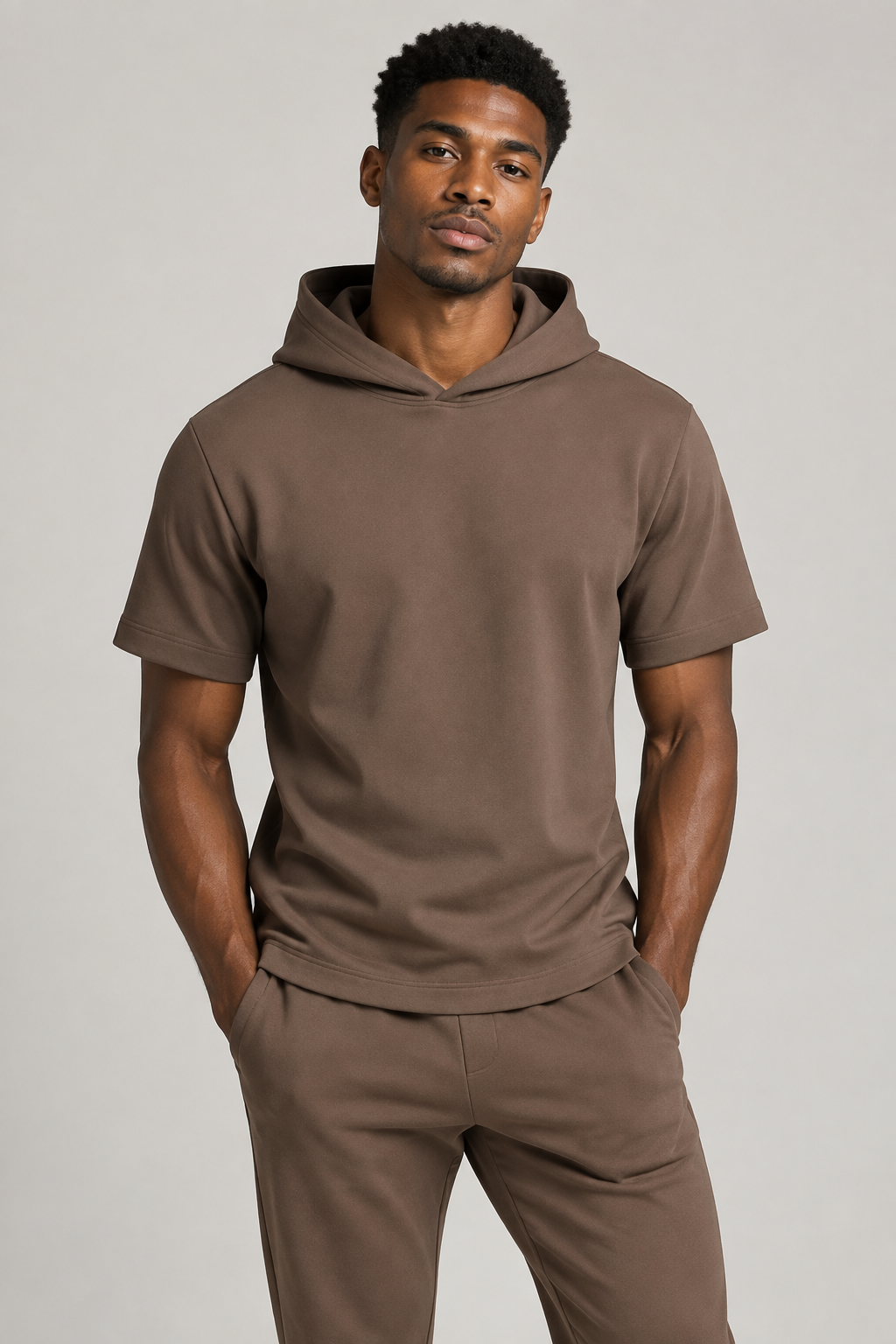 The Essential Short Sleeve Hoodie — Mocha